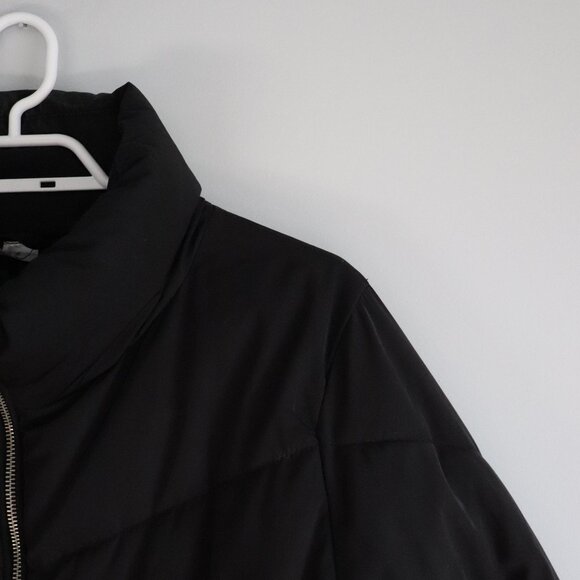 H&M Oversized XS Padded Full Zip Black Lined Stand Up Collar Puffer Jacket Coat - Picture 4 of 11